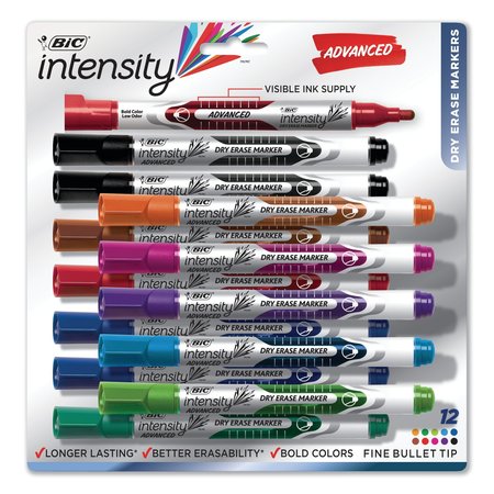 Bic Dry Erase Markers, Assorted, PK12 GELIPP121-AST